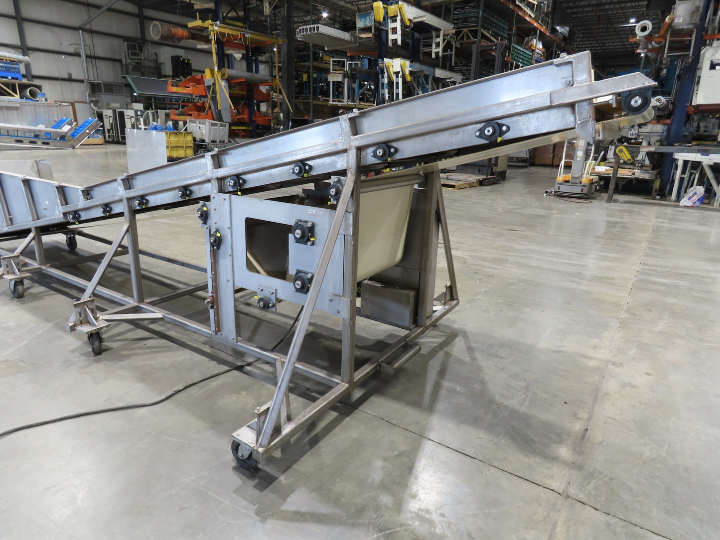 36"x 20' Stainless Portable Incline Conveyor 30"Belt 480V 3PH 100FPM Side Load
