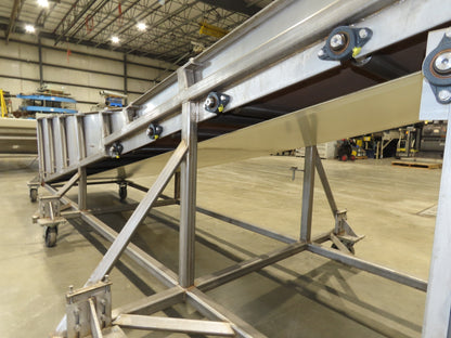 36"x 20' Stainless Portable Incline Conveyor 30"Belt 480V 3PH 100FPM Side Load