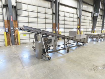 36"x 20' Stainless Portable Incline Conveyor 30"Belt 480V 3PH 100FPM Side Load