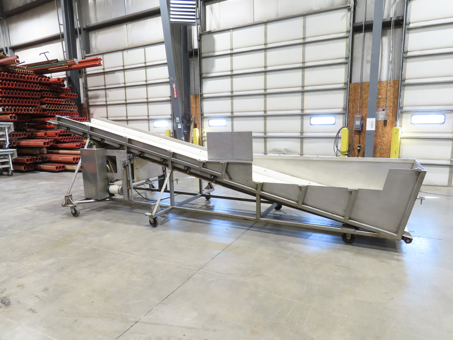 36"x 20' Stainless Portable Incline Conveyor 30"Belt 480V 3PH 100FPM Side Load
