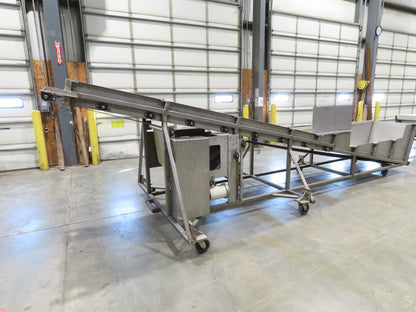 36"x 20' Stainless Portable Incline Conveyor 30"Belt 480V 3PH 100FPM Side Load