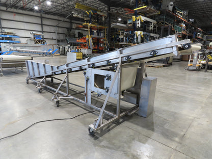 36"x 20' Stainless Portable Incline Conveyor 30"Belt 480V 3PH 100FPM Side Load
