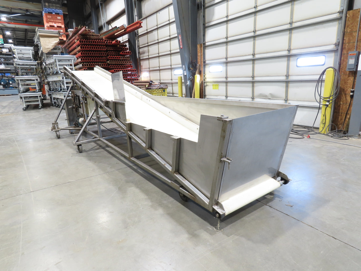 36"x 20' Stainless Portable Incline Conveyor 30"Belt 480V 3PH 100FPM Side Load