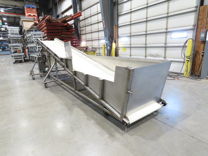 36"x 20' Stainless Portable Incline Conveyor 30"Belt 480V 3PH 100FPM Side Load