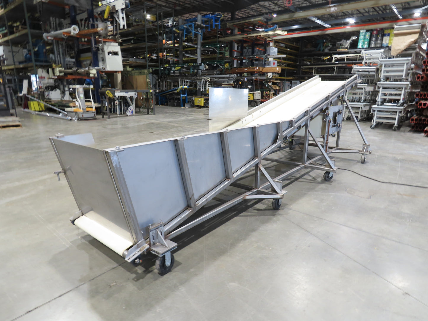 36"x 20' Stainless Portable Incline Conveyor 30"Belt 480V 3PH 100FPM Side Load