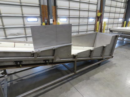36"x 20' Stainless Portable Incline Conveyor 30"Belt 480V 3PH 100FPM Side Load