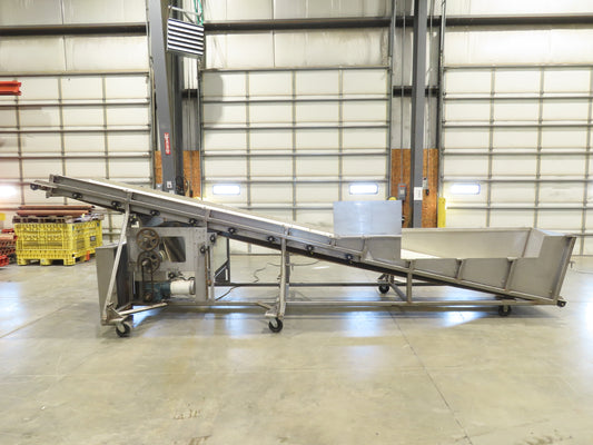 36"x 20' Stainless Portable Incline Conveyor 30"Belt 480V 3PH 100FPM Side Load