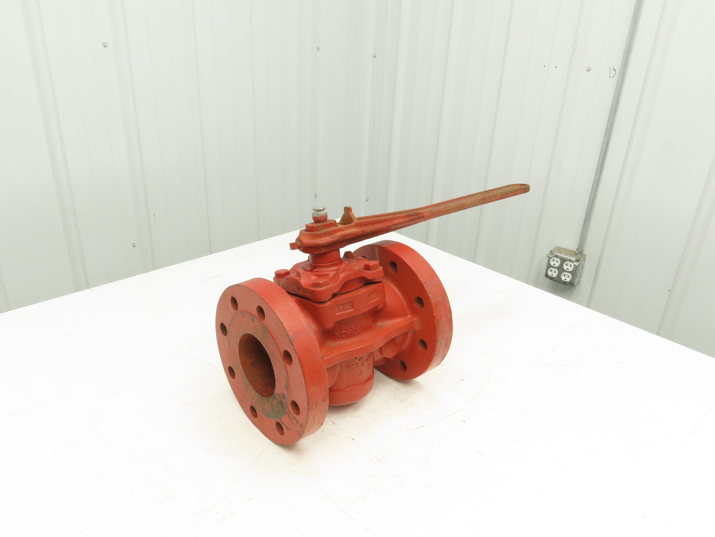 Rockwell Nordstrom 500 CWP 4 Plug Valve 4" Cast Iron 10" Flange 8 Hole W Wrench