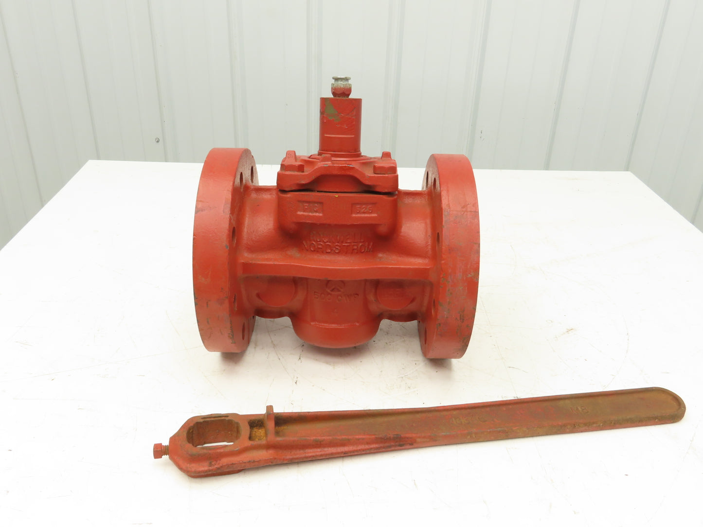 Rockwell Nordstrom 500 CWP 4 Plug Valve 4" Cast Iron 10" Flange 8 Hole W Wrench