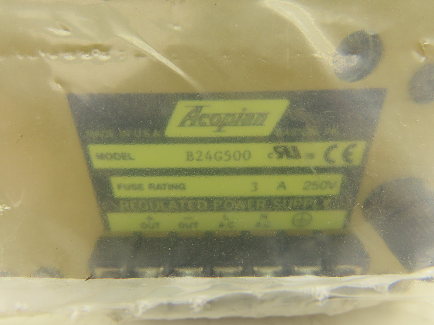 Acopian B24G500 Regulated Power Supply 250V 5A 24VDC Output