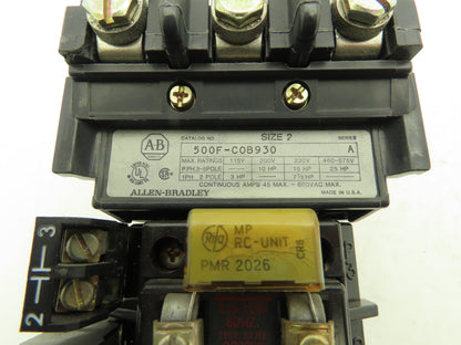 Allen Bradley 500F-COB930 Motor Starter Contactor 25HP 600VAC 3Ph 120VAC Coil