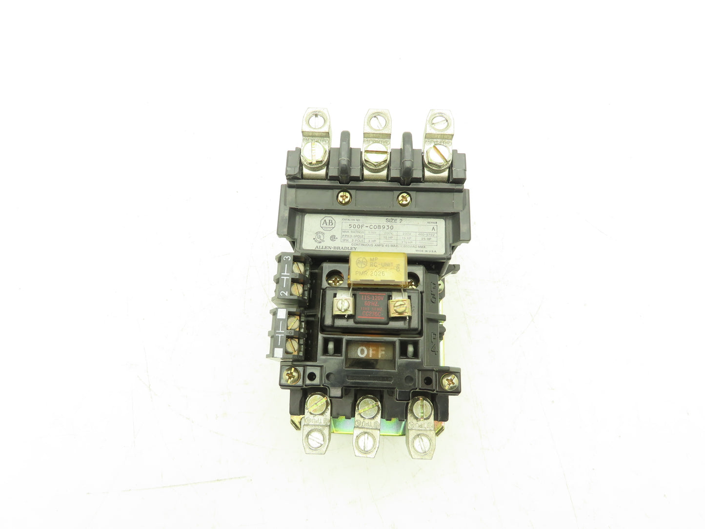 Allen Bradley 500F-COB930 Motor Starter Contactor 25HP 600VAC 3Ph 120VAC Coil