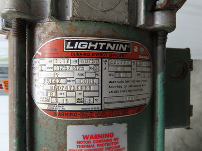 Lightnin XJ-117 Dura-Mix Clamp Tank Mixer Agitator 9"x 55" Impeller 1Hp 3PH