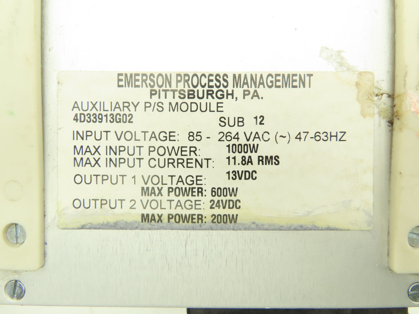 Emerson 4D33913G02 Power Supply 13/24VDC Output 85-264VAC Input