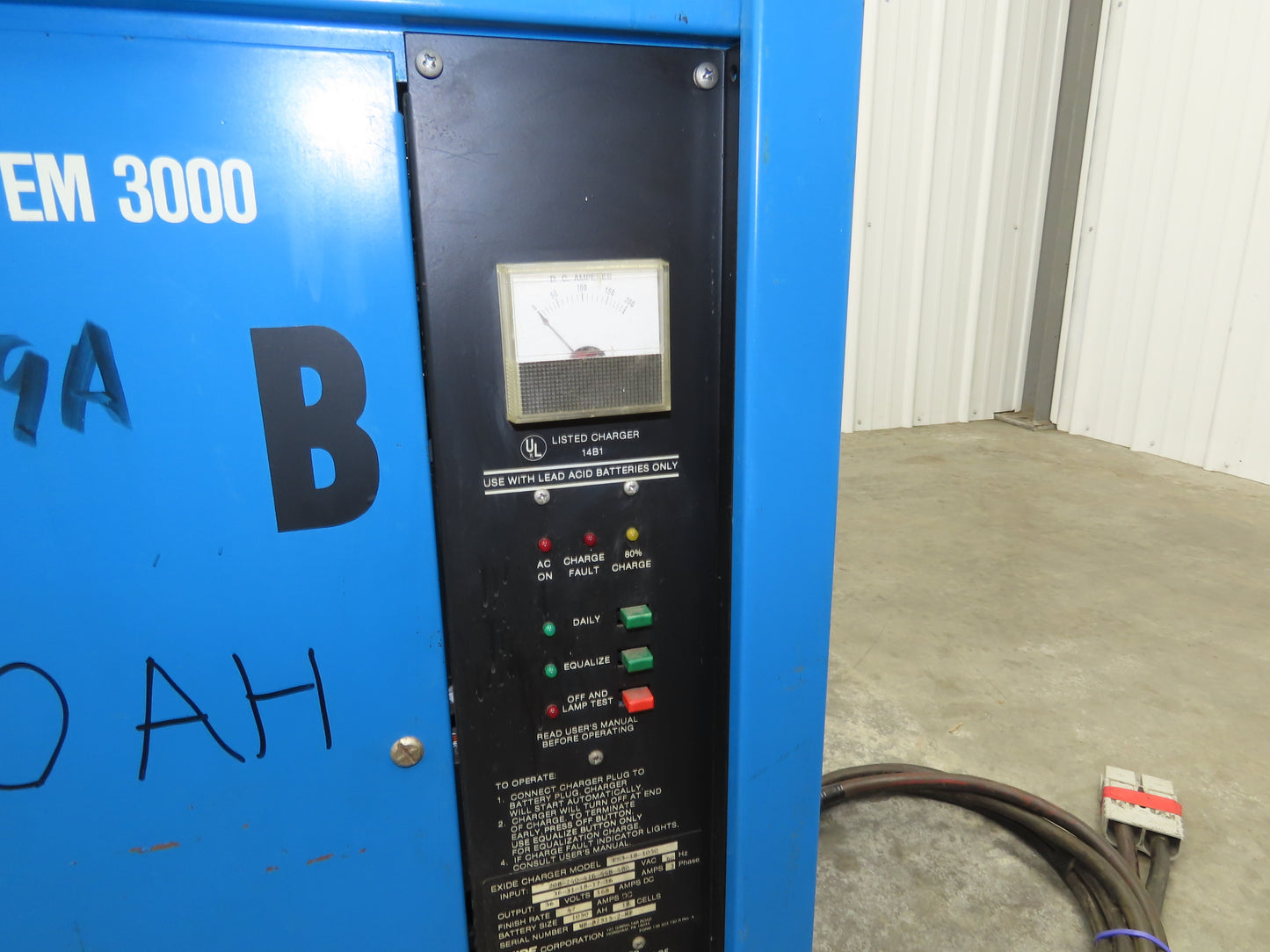 Exide System 3000 ES3-18-1050 Forklift Battery Charger 36VDC 1050Ah 480V 3Ph