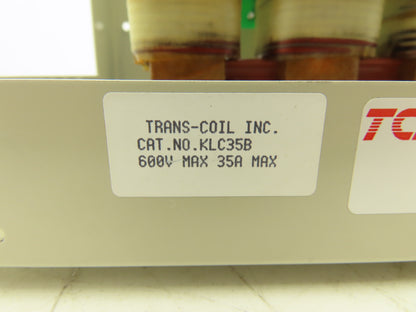 Trans-Coil Inc KLC35B KLR Line Reactor 600VAC 35Amp dV/DtGuard