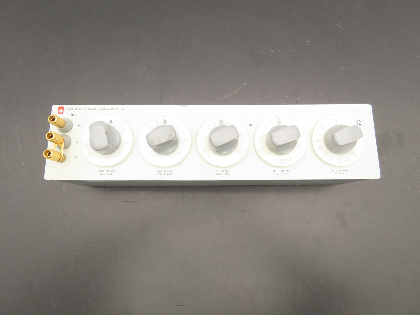 General Radio USA 1433-T Gen Rad Decade Resistor 5 Dial 1 Kiloohm