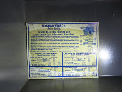 Gemco 909 60 BB 6R SP Kam-Way Rotating Cam Limit Switch 6 Circuit