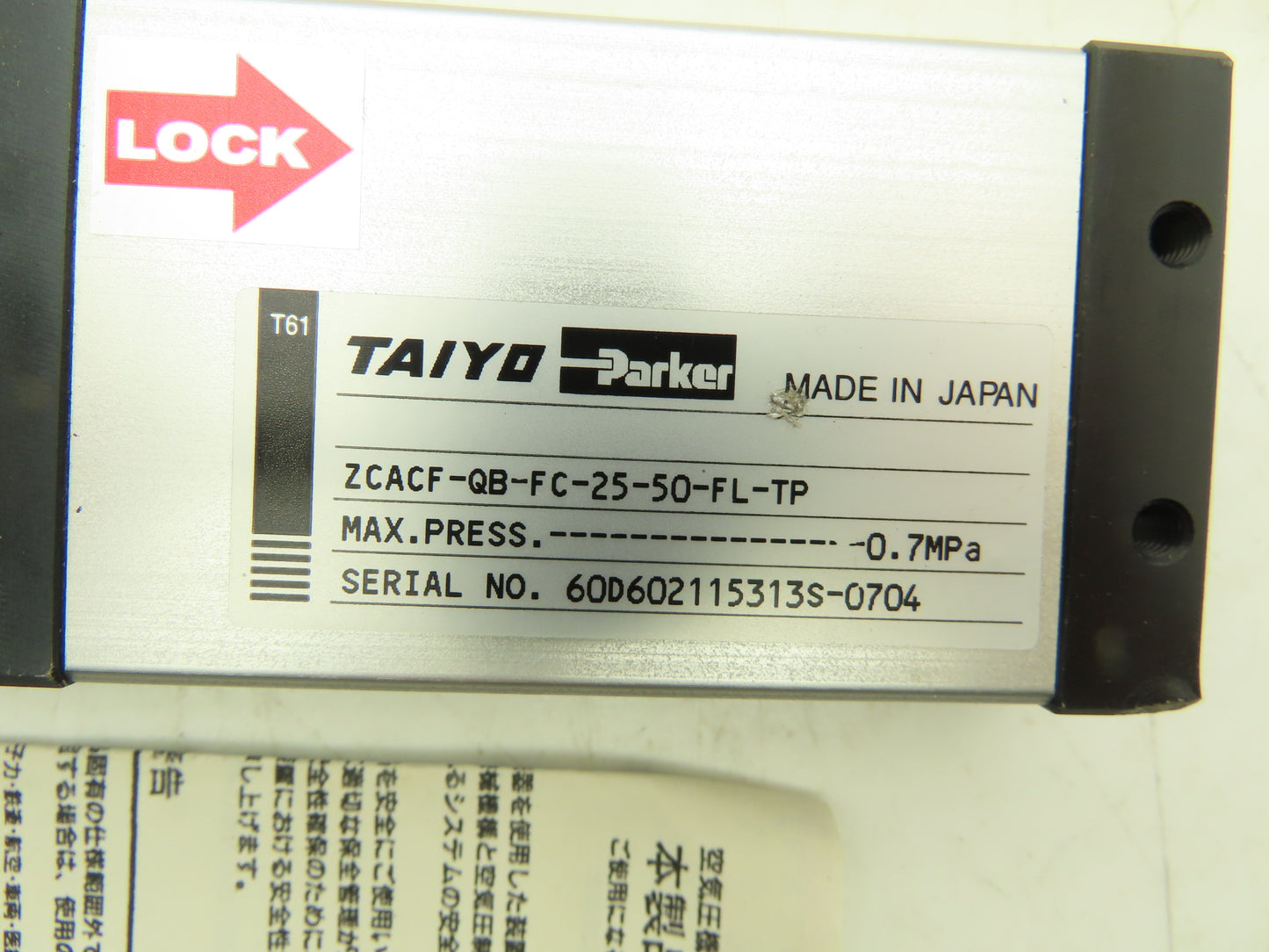 Parker ZCACF-QB-FC-25-50-FL-TP Pneumatic Cylinder 25mm Bore x 50mm Stroke