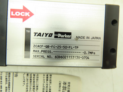 Parker ZCACF-QB-FC-25-50-FL-TP Pneumatic Cylinder 25mm Bore x 50mm Stroke