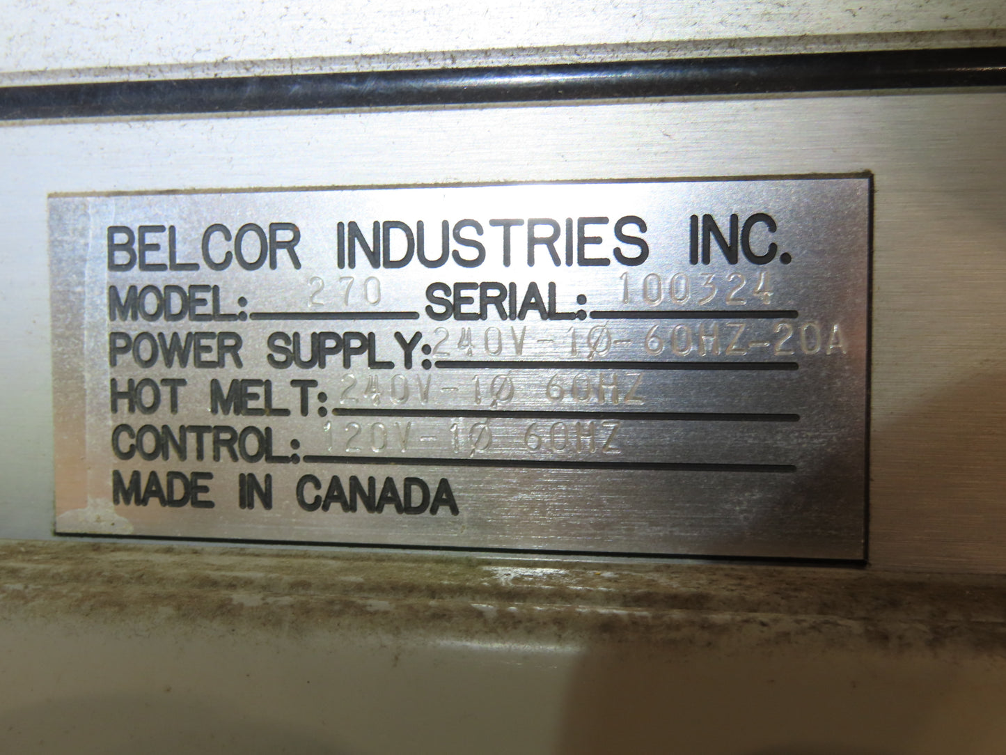 BEL Belcor 270 Easy Pac Automatic Hot Melt Glue Top Case Sealer 240V 1PH