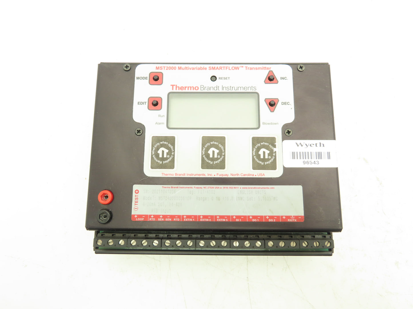 Thermo Brandt MST2000 Multivariable SmartFlow Transmitter MST24000005S10P