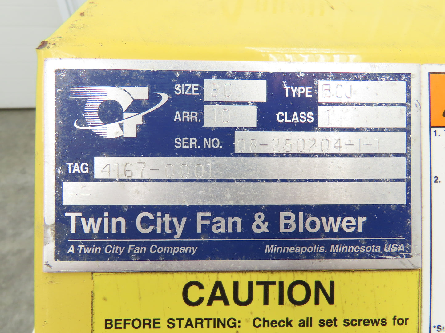 Twin City Backward-Inclined Centrifugal Blower Exhaust Fan ARR 10 BCJ 1900CFM