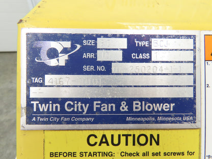 Twin City Backward-Inclined Centrifugal Blower Exhaust Fan ARR 10 BCJ 1900CFM