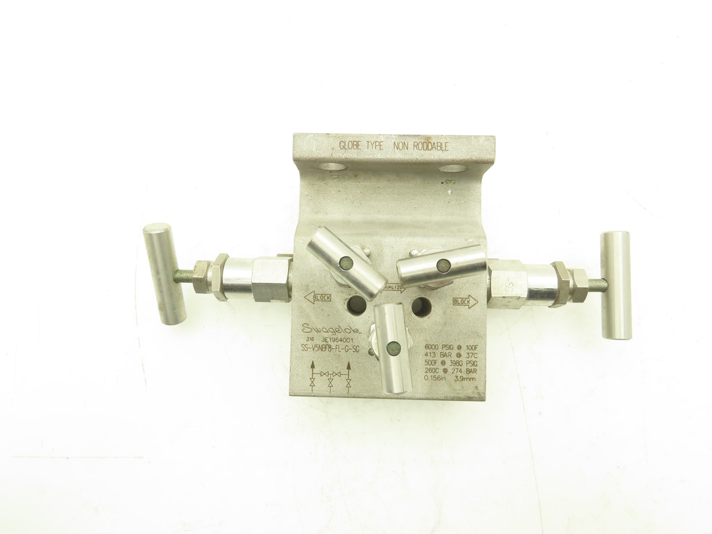 Swagelok SS-V5NBF8-FL-G-SG 5 Valve Instrument Manifold SS Ball Tip 1/2" NPT