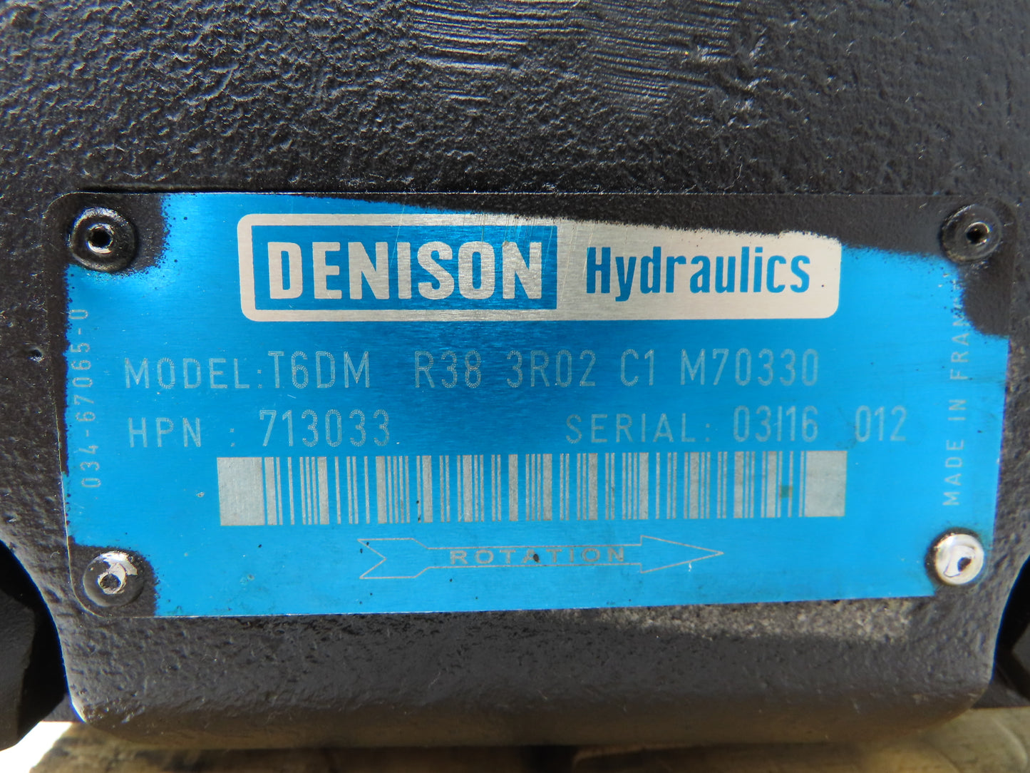 Denison T6DM R38 3R02 C1 M70330 Hydraulic Single Vane Pump 1500RPM 180.4 L/Min