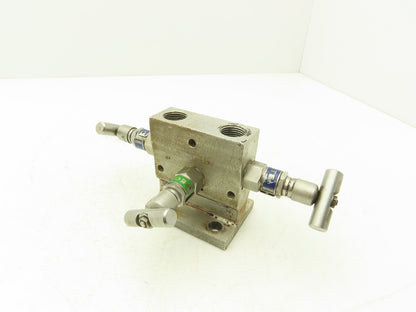 Kenmac MSTB4NCT 3 Valve Differential Pressure Manifold SS Ball Tip 1/2" NPT