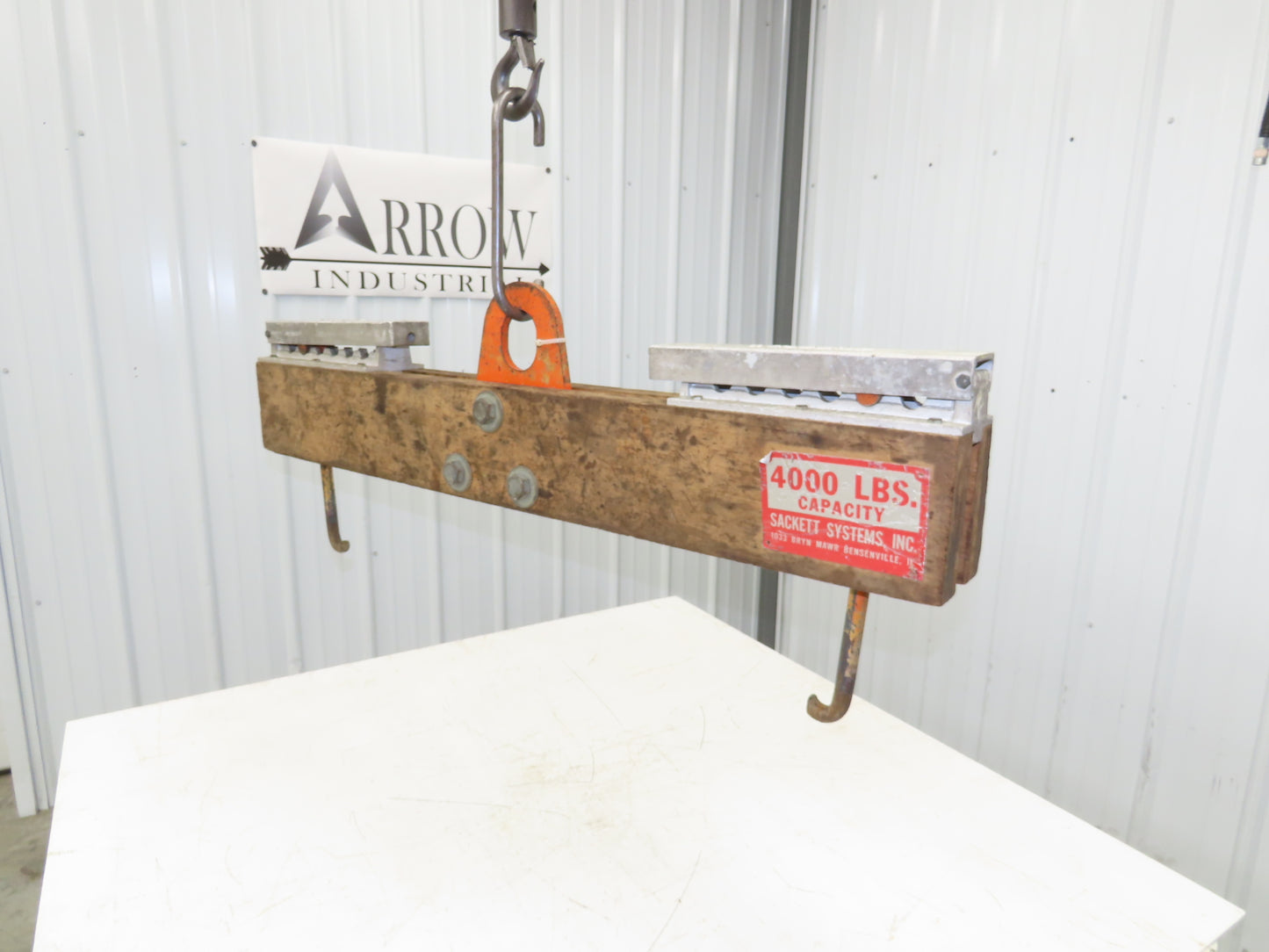 Sackett 4000Lb Forklift Battery Lifter Beam 24-42" Adj Width Hooks