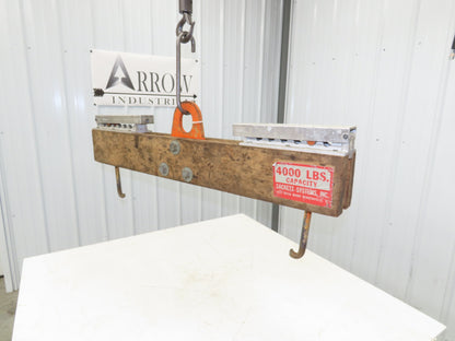 Sackett 4000Lb Forklift Battery Lifter Beam 24-42" Adj Width Hooks