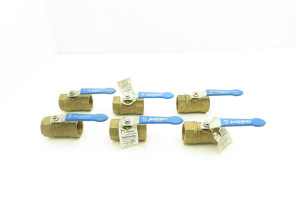 Jamesbury Ser 300 1-1/4" NPT Brass Ball Valve Stainless Steel Ball Lot of 6