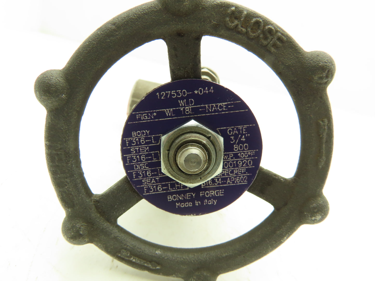 Bonney Forge WL 18L 3/4" Gate Valve Socket Weld #800 Stainless Steel Rising Stem