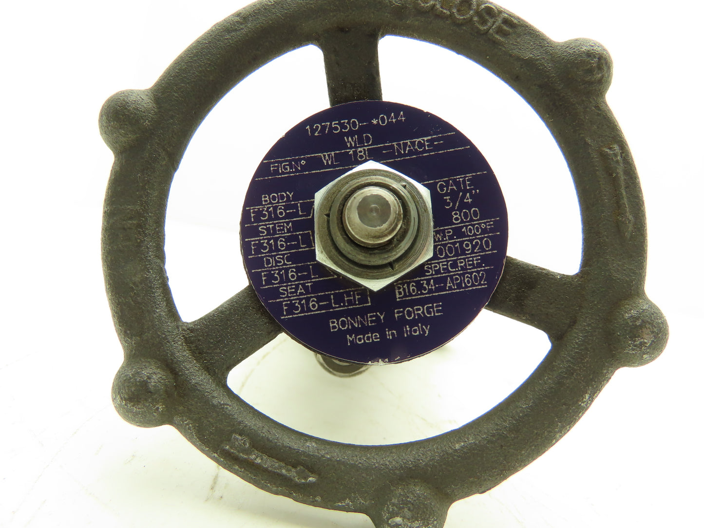 Bonney Forge WL 18L 3/4" Gate Valve Socket Weld #800 Stainless Steel Rising Stem