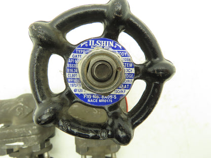 Ilshin 8A05-5 Steel Gate Valve 1/2" Socket Weld 1975psi Class 800 Lot of 3