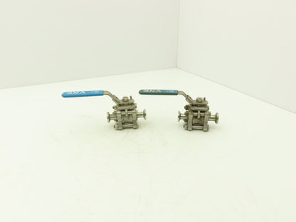 VNE 1/2"-316 1/2" Stainless Steel Sanitary Tri-Clamp Ball Valve 1000WOG Lot of 2