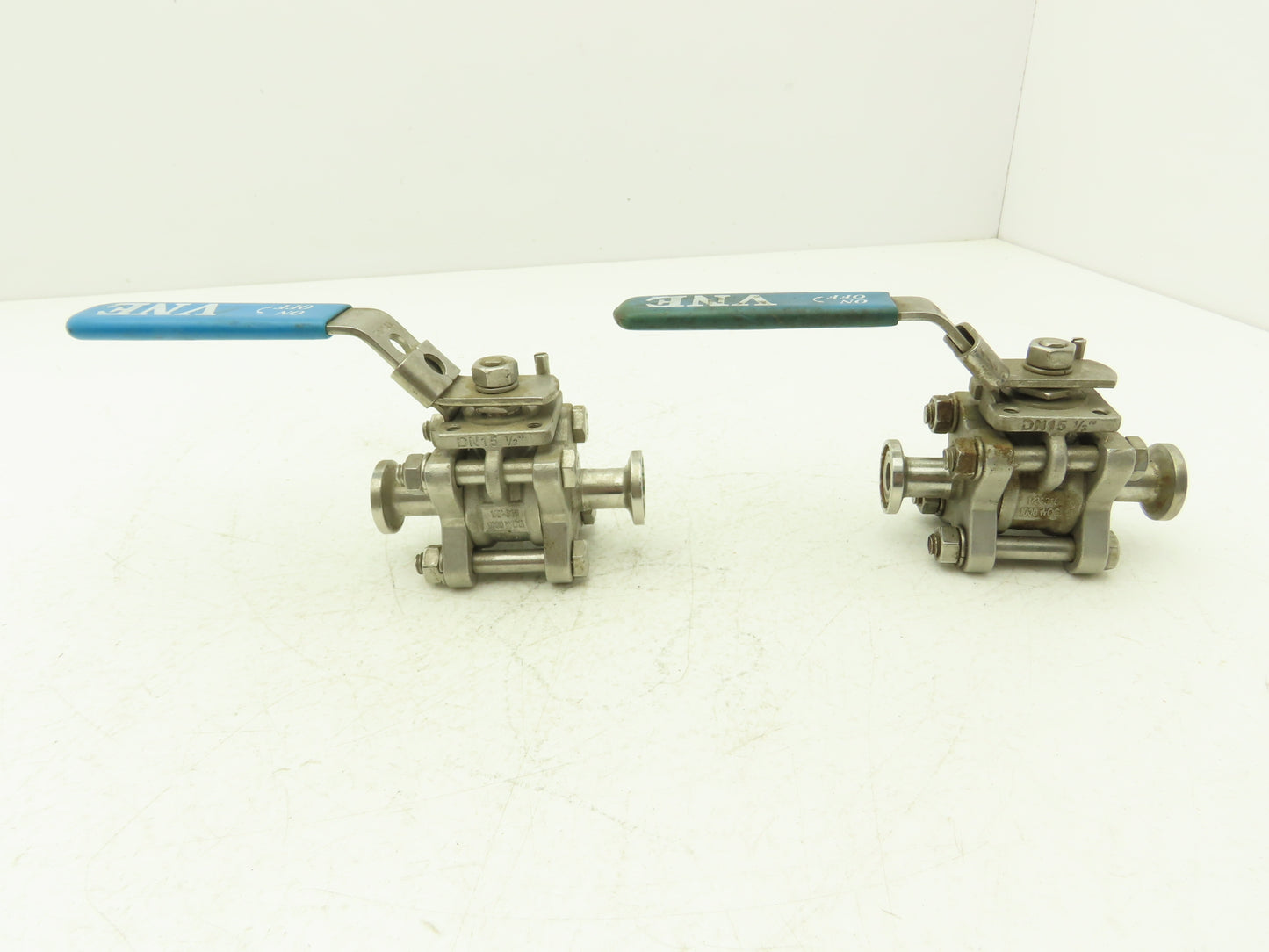 VNE 1/2"-316 1/2" Stainless Steel Sanitary Tri-Clamp Ball Valve 1000WOG Lot of 2