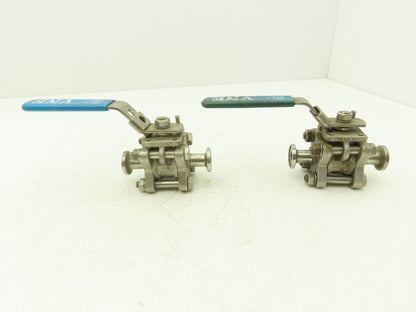 VNE 1/2"-316 1/2" Stainless Steel Sanitary Tri-Clamp Ball Valve 1000WOG Lot of 2