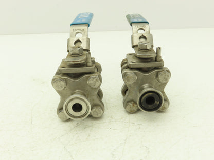 VNE 1/2"-316 1/2" Stainless Steel Sanitary Tri-Clamp Ball Valve 1000WOG Lot of 2