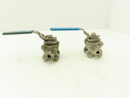VNE 1/2"-316 1/2" Stainless Steel Sanitary Tri-Clamp Ball Valve 1000WOG Lot of 2