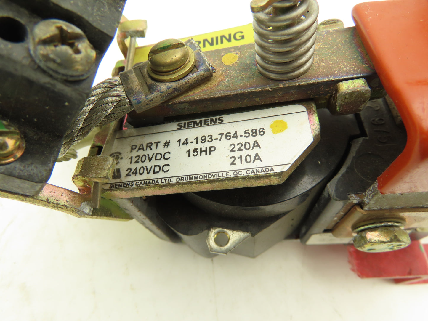 Siemens 14-193-764-586 Contactor 15HP 120VDC-220A/240VDC-210A Has Broken Base