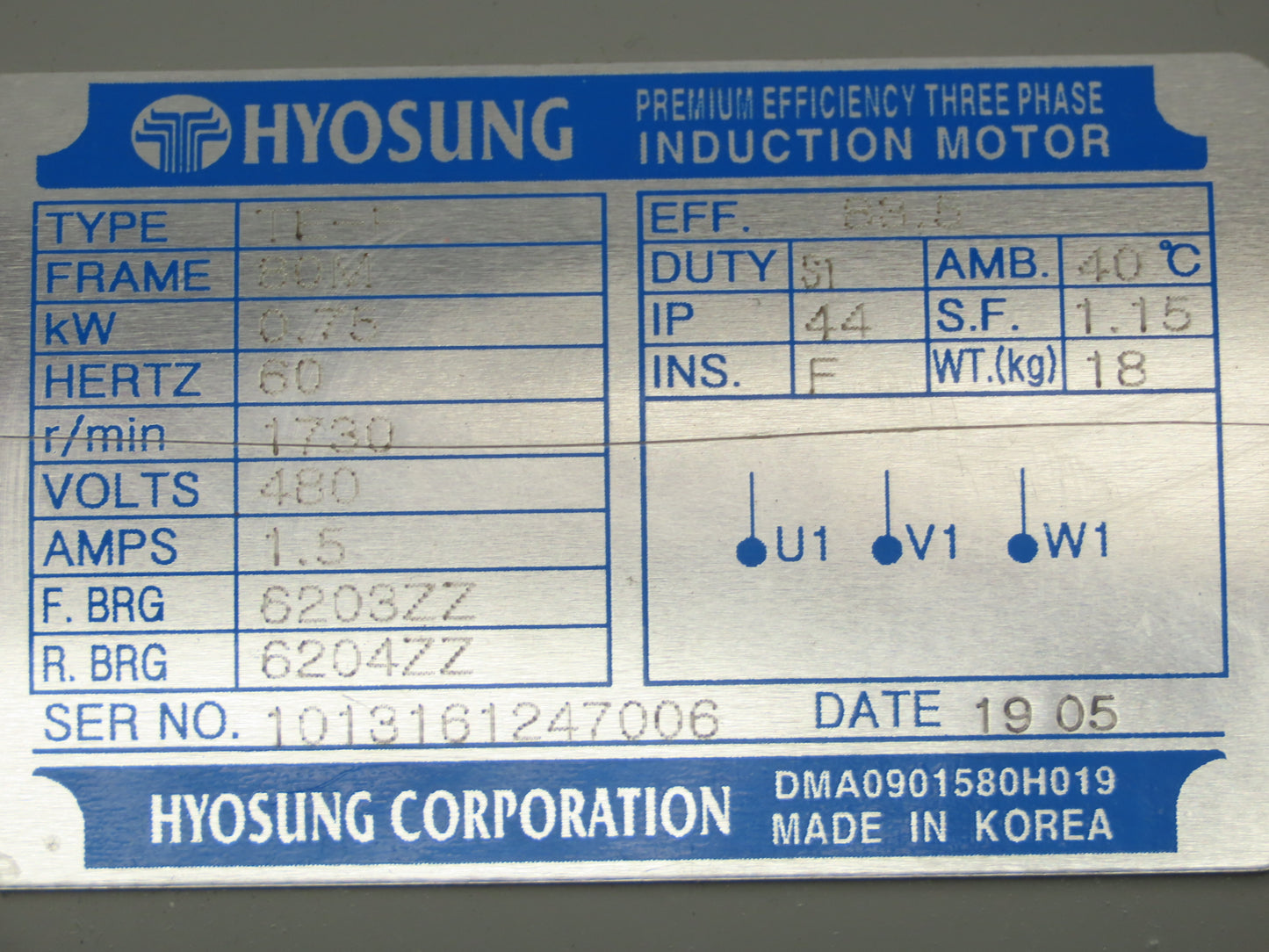 Nara MG 181F Gearmotor 180:1 Ratio 10rpm .75kw 480V 3PH Inline Parallel Shaft