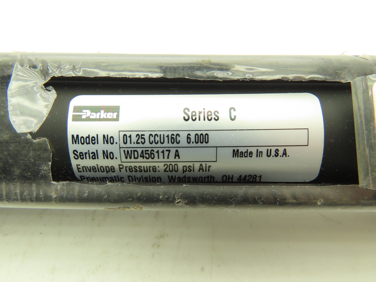 Parker 01.25 CCU16C 6.000 Pneumatic Air Cylinder 1.25" Bore 6" Stroke 200psi