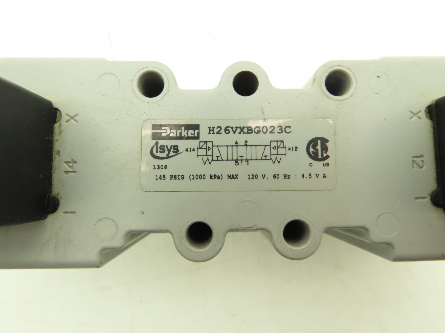 Parker H26VXBG023C Pneumatic Air isys Solenoid Valve 120v 60hz Coil 145psig