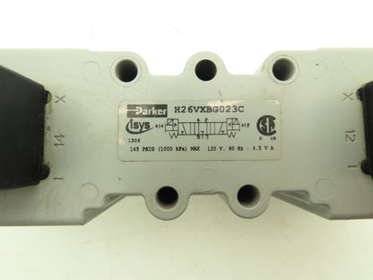 Parker H26VXBG023C Pneumatic Air isys Solenoid Valve 120v 60hz Coil 145psig