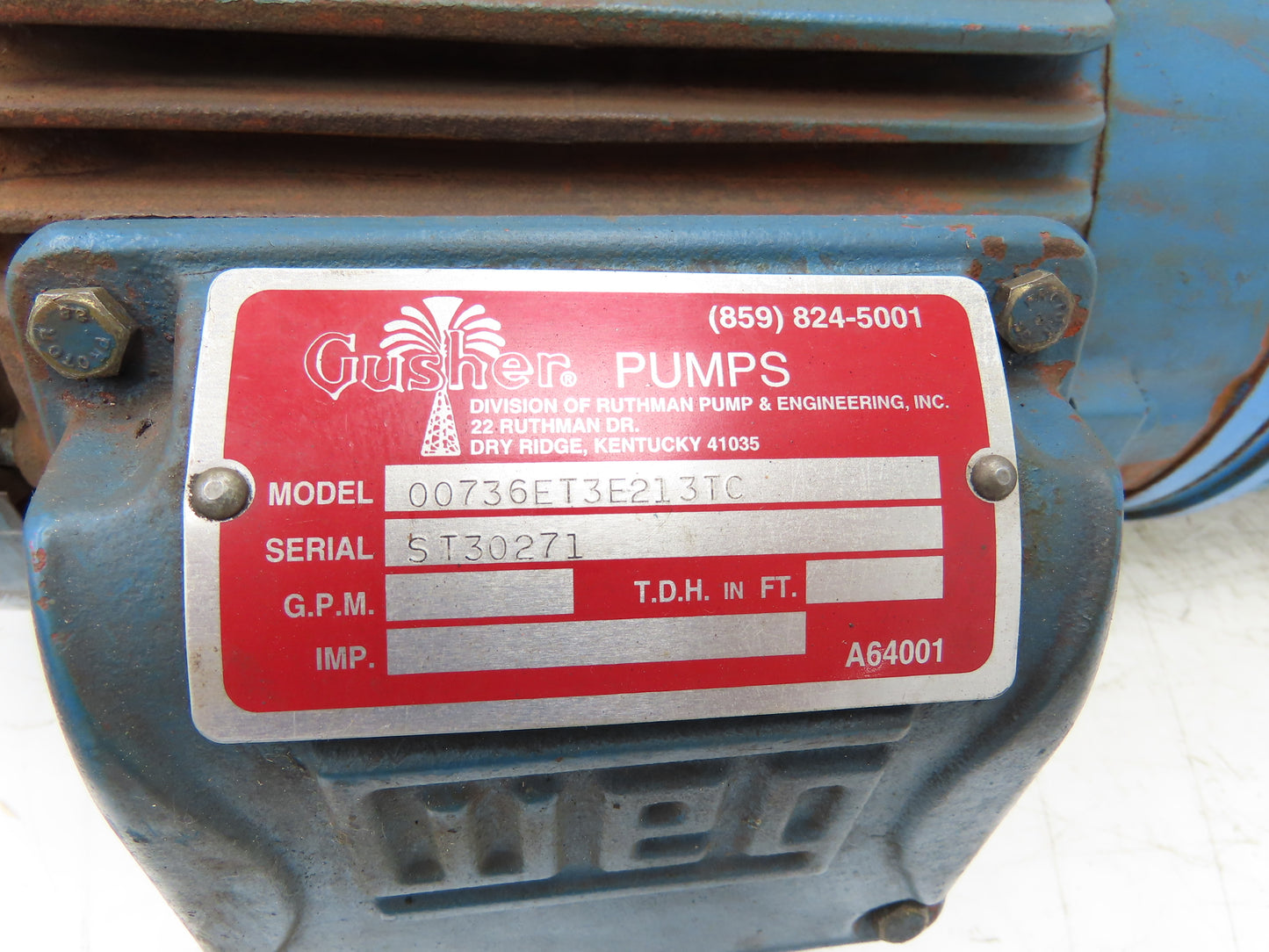 Gusher 00736ET3E213TC Inline Centrifugal Pump 2x2"Flanged Stainless 7.5Hp 3PH