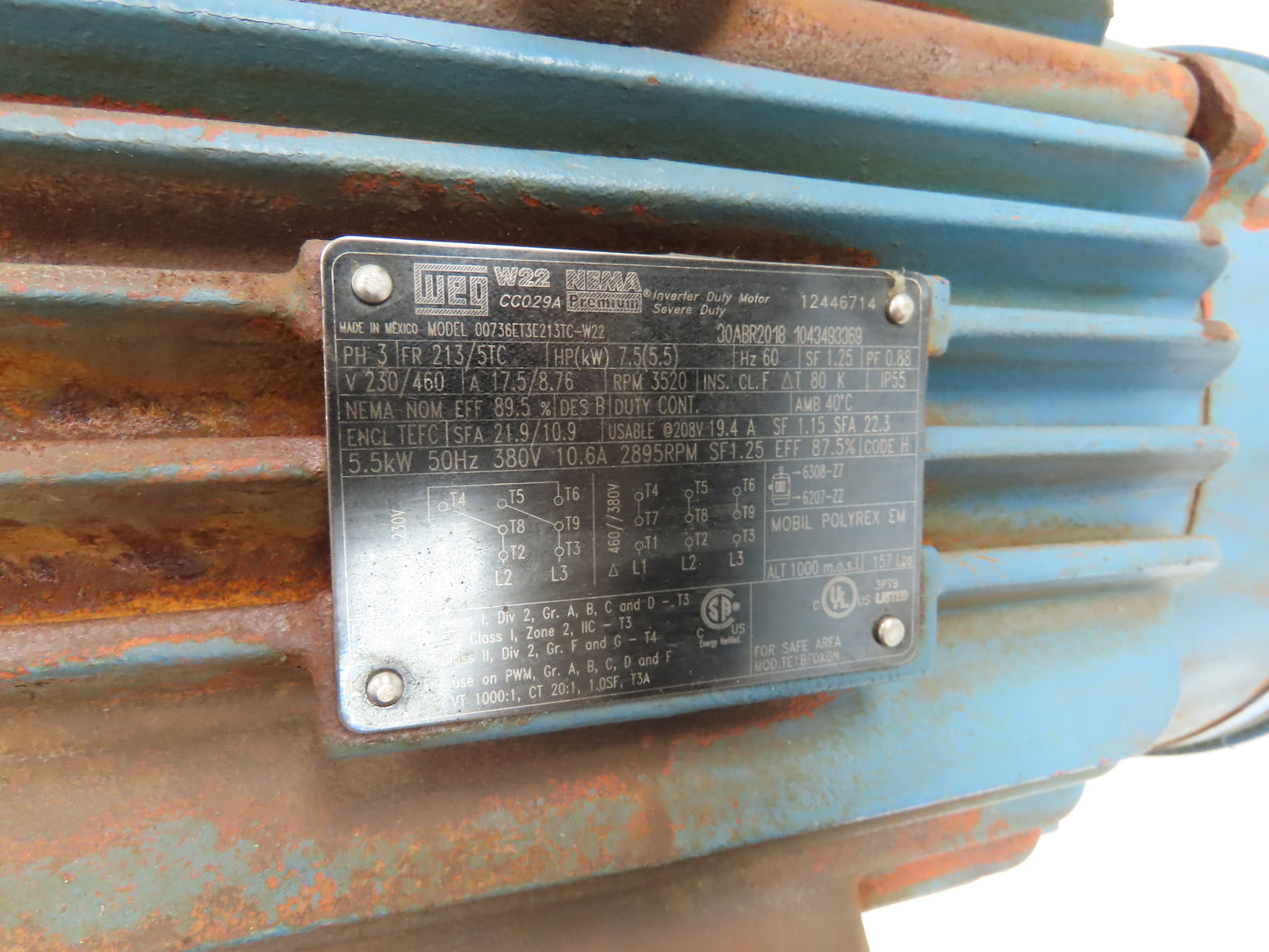 Gusher 00736ET3E213TC Inline Centrifugal Pump 2x2"Flanged Stainless 7.5Hp 3PH