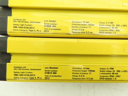 Contrinex Light Curtain Sender Receiver Set 14mm Res. 3.5M Range 17 Beam 142mm